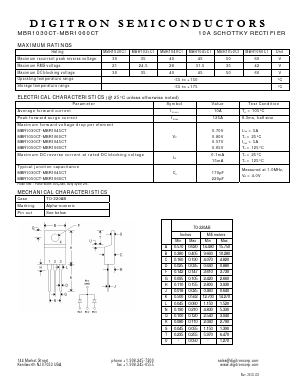 MBR1035CT Datasheet PDF Digitron Semiconductors