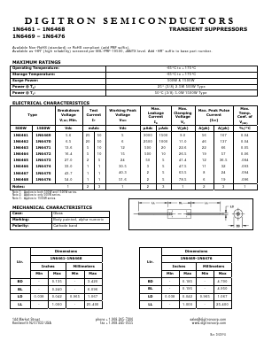 1N6461 Datasheet PDF Digitron Semiconductors