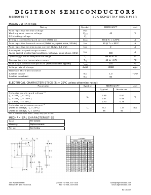 MBR6045PT Datasheet PDF Digitron Semiconductors