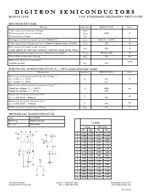 MUR10120E Datasheet PDF Digitron Semiconductors