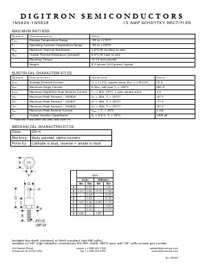 1N5828 Datasheet PDF Digitron Semiconductors