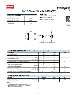 DTM4953BDY Datasheet PDF DinTek Semiconductor Co,.Ltd