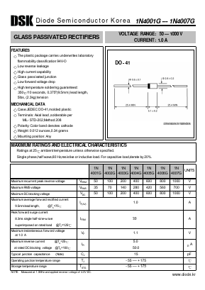 1N4001G Datasheet PDF Diode Semiconductor Korea