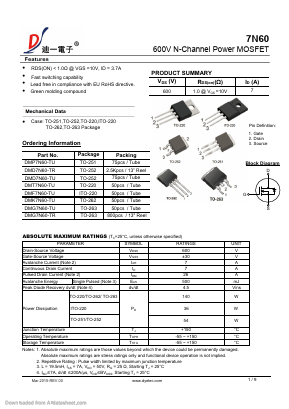 7N60 Datasheet PDF DIYI Electronic Technology Co., Ltd.