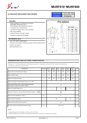 MURF820 Datasheet PDF DIYI Electronic Technology Co., Ltd.