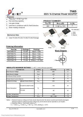 7N65 Datasheet PDF DIYI Electronic Technology Co., Ltd.
