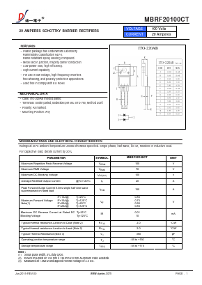 MBRF20100CT Datasheet PDF DIYI Electronic Technology Co., Ltd.