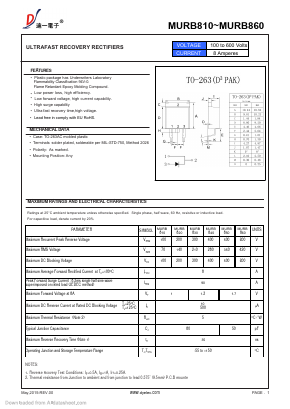 MURB840 Datasheet PDF DIYI Electronic Technology Co., Ltd.