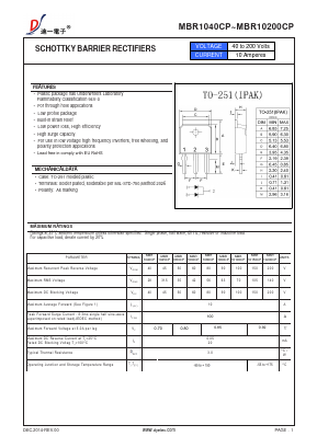 MBR1060CP Datasheet PDF DIYI Electronic Technology Co., Ltd.