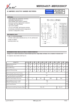 MBR20100CP Datasheet PDF DIYI Electronic Technology Co., Ltd.