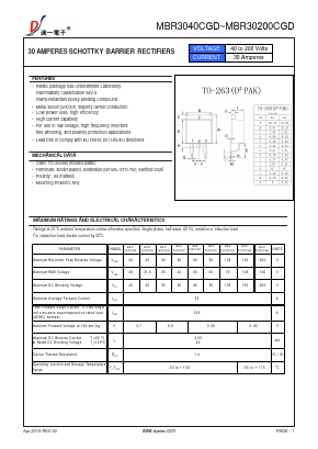 MBR3040CGD Datasheet PDF DIYI Electronic Technology Co., Ltd.