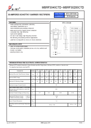 MBRF3040CTD Datasheet PDF DIYI Electronic Technology Co., Ltd.