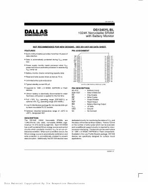 DS1345YL-70 Datasheet PDF Dallas Semiconductor -> Maxim Integrated