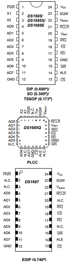 DS1685E-3-TR Datasheet PDF Dallas Semiconductor -> Maxim Integrated