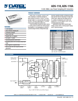 ADS-118-C/883 Datasheet PDF  DATEL Data Acquisition products 