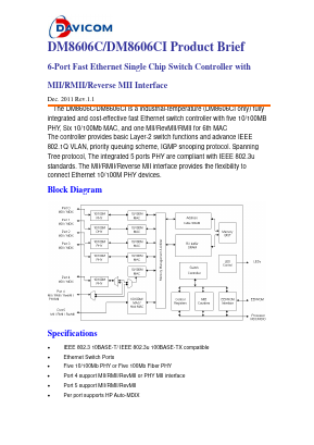 DM8606CIFP Datasheet PDF Davicom Semiconductor, Inc.