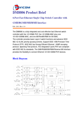 DM8806FP Datasheet PDF Davicom Semiconductor, Inc.
