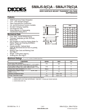 SMAJ100A Datasheet PDF Diodes Incorporated.