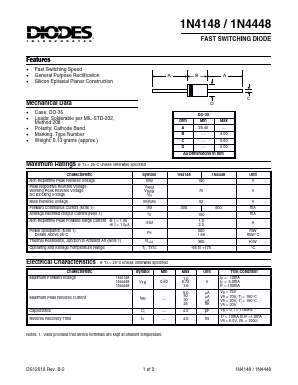 1N4148 Datasheet PDF Diodes Incorporated.