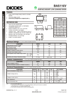BAS116V-7 Datasheet PDF Diodes Incorporated.