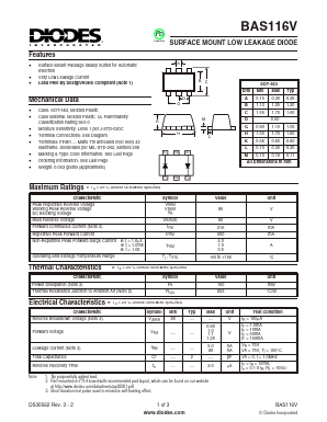 BAS116V Datasheet PDF Diodes Incorporated.