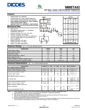 MMBTA92-7-F Datasheet PDF Diodes Incorporated.