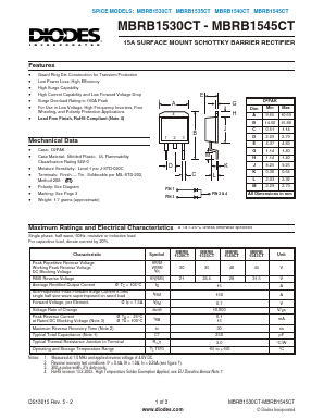 MBRB1530CT Datasheet PDF Diodes Incorporated.