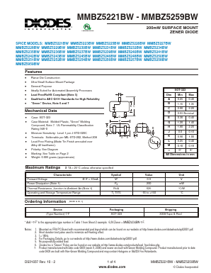 MMBZ5257BW Datasheet PDF Diodes Incorporated.
