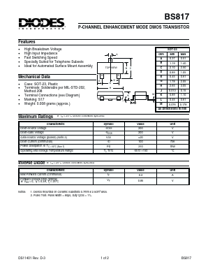 BS817 Datasheet PDF Diodes Incorporated.