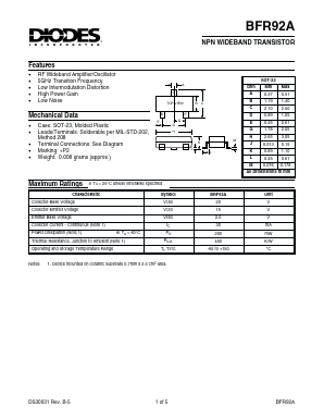 BFR92A Datasheet PDF Diodes Incorporated.