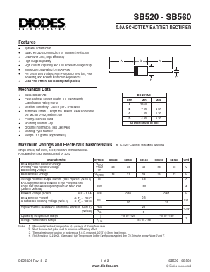 SB520-B Datasheet PDF Diodes Incorporated.