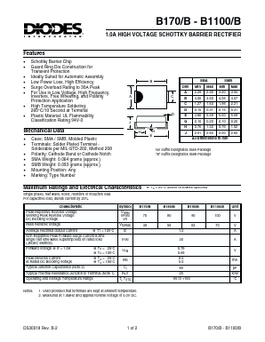 B1100 Datasheet PDF Diodes Incorporated.