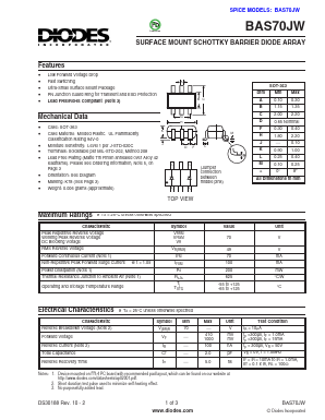 BAS70JW Datasheet PDF Diodes Incorporated.