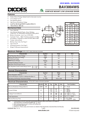 BAV3004WS Datasheet PDF Diodes Incorporated.