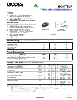 BC847BLP Datasheet PDF Diodes Incorporated.
