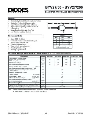 BYV2750 Datasheet PDF Diodes Incorporated.