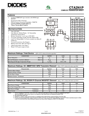 CTA2N1P Datasheet PDF Diodes Incorporated.