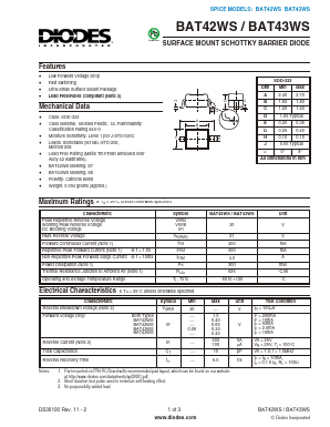 BAT42WS Datasheet PDF Diodes Incorporated.
