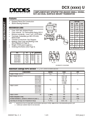 DCX114EU Datasheet PDF Diodes Incorporated.