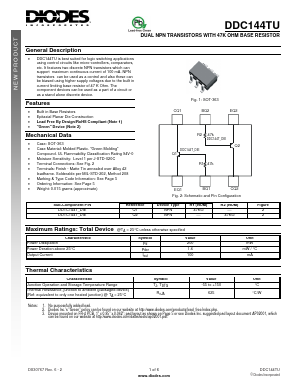 DDC144TU Datasheet PDF Diodes Incorporated.