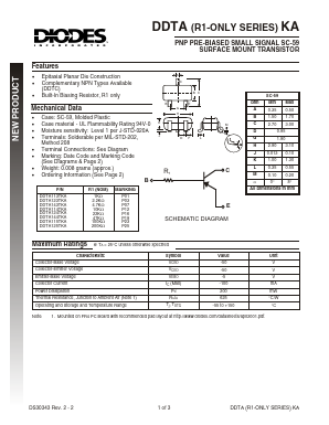DDTA115TKA-7 Datasheet PDF Diodes Incorporated.