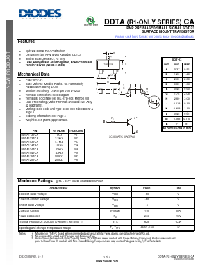 DDTA143TCA-7-F Datasheet PDF Diodes Incorporated.