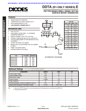 DDTA143TE-7-F Datasheet PDF Diodes Incorporated.