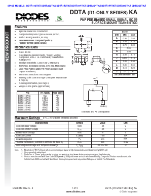 DDTA143TKA Datasheet PDF Diodes Incorporated.