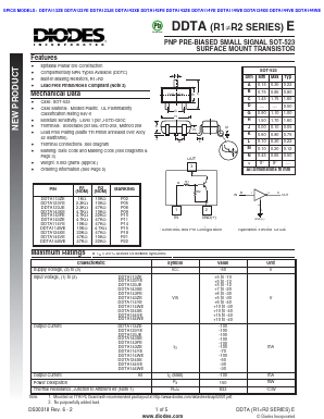 DDTA113ZE Datasheet PDF Diodes Incorporated.