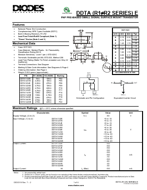 DDTA123YE Datasheet PDF Diodes Incorporated.