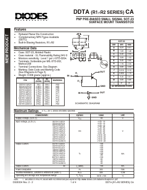 DDTA123YCA Datasheet PDF Diodes Incorporated.