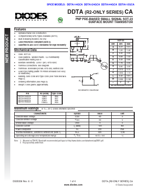 DDTA124GCA-7-F Datasheet PDF Diodes Incorporated.