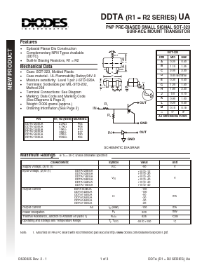 DDTA123EUA Datasheet PDF Diodes Incorporated.