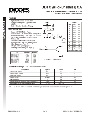 DDTC144TCA-7 Datasheet PDF Diodes Incorporated.